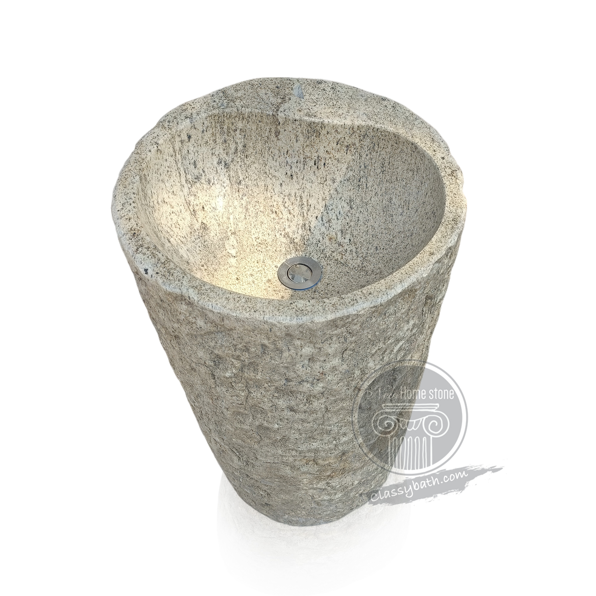 White stone pedestal sink