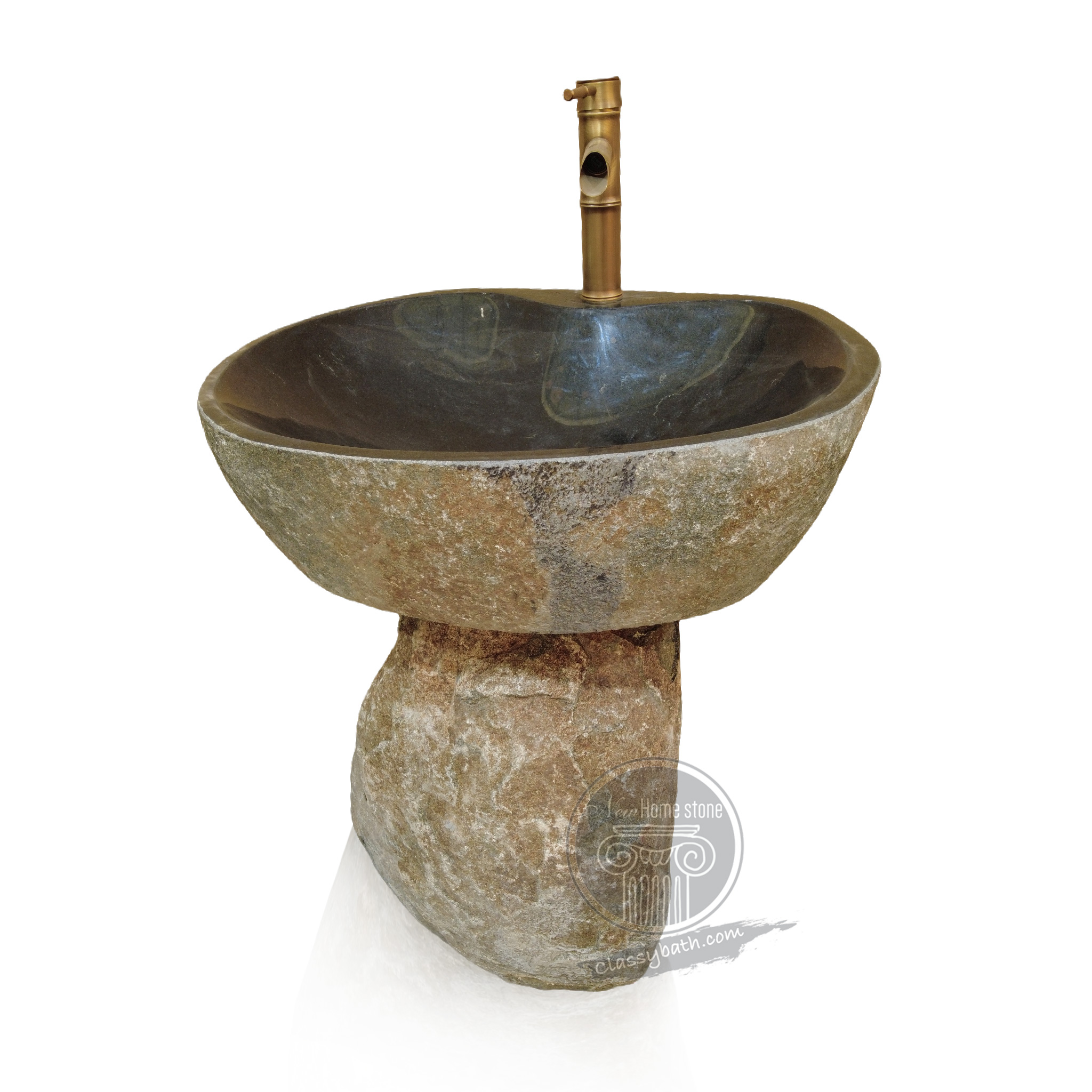 Rustic stone pedestal sink